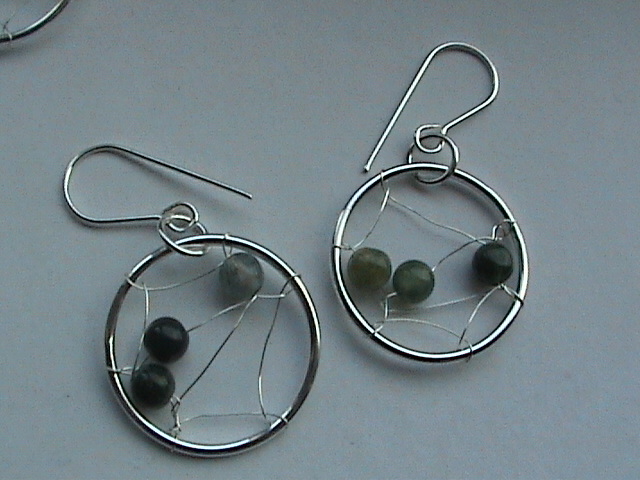 Green Moss Agate Eardrops